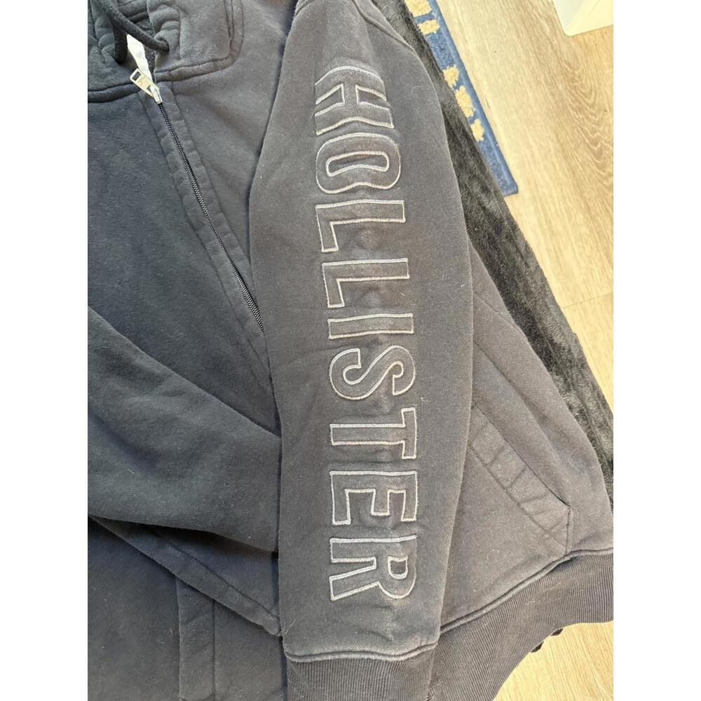 Vintage Early 2010s Hollister California Zip-Up Hoodie XS Black Embroidered Logo